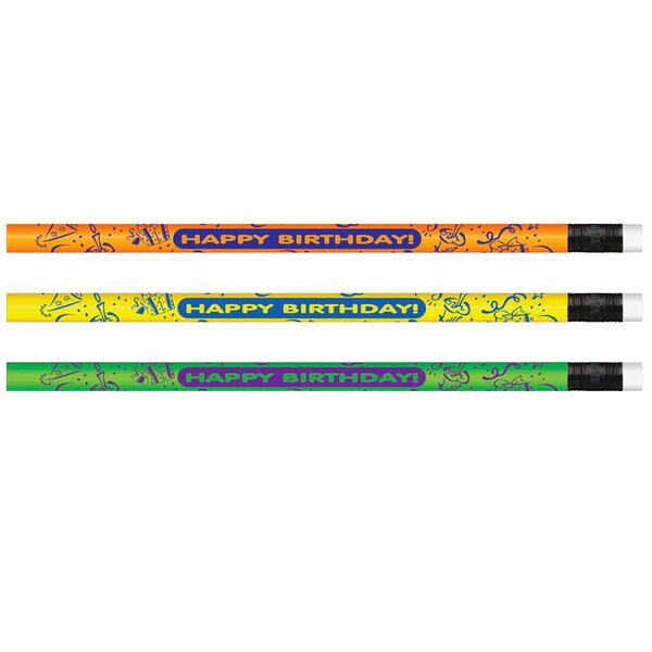 J.R. Moon Pencil Co Pencils Neon Happy Birthday, PK144 7917 - main